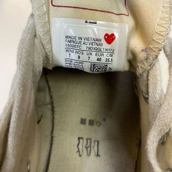Converse Chuck Taylor Comme Des Garcon Play Sneakers Women Size 9 White 150207C - Picture 10 of 10